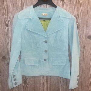 Wilson Leather l Y2K Teal Light Blue Suede Leather Jacket l Size Medium